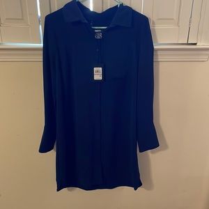 DKNY navy button down dress, size 6 new with tags.